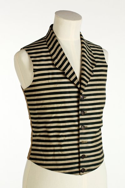 Waistcoat with Dark Green and White Horizontal Stripes, c.1800-50 by European School