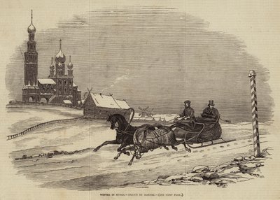 Winter in Russia (engraving) by European School