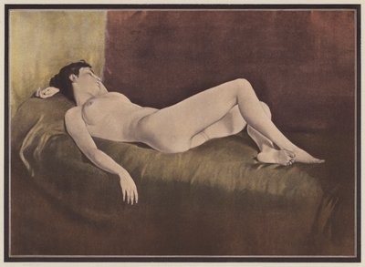 Woman lying on a bed by European School