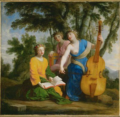 Melpomene, Erato and Polyhymnia by Eustache (studio of) Le Sueur