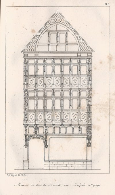 Wooden House from the 15th Century, Malpalu Street No. 90-92 by Eustache Hyacinthe Langlois