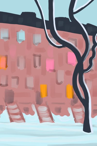 Brownstones In Snow by Evan Sklar