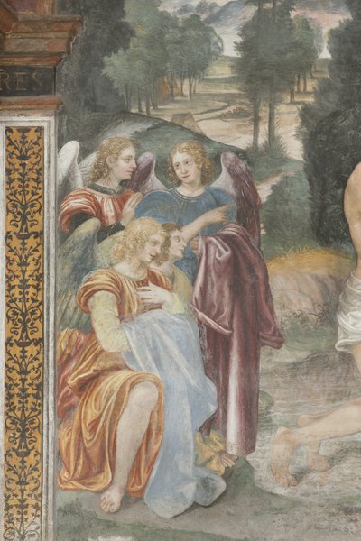 The Baptism of Christ (detail of angels) by Evangelista and Arcimboldi Luini
