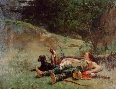 The Rest of a Hunter with Dogs by Evariste Vital Luminais