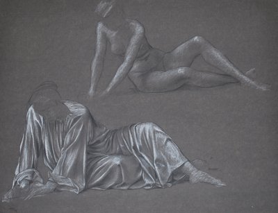 Double Study for Earthbound - Reclining Female Figure, 1897 by Evelyn De Morgan