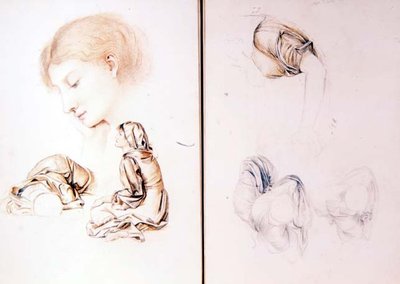 Six studies of female models, two pages from one of the artist