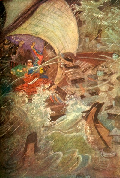Yoshitune and Benkei Attacked by a Ghostly Company of the Taira Clan by Evelyn Paul