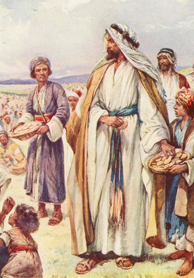 Jesus Feeds the Large Crowd by Evelyn Stuart Hardy