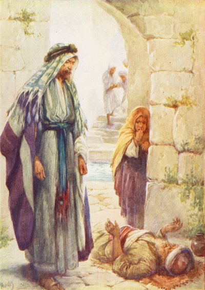 The sick Man healed at the bubbling Pool by Evelyn Stuart Hardy