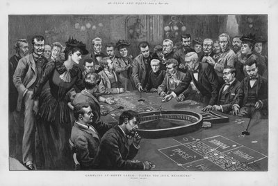 Gambling at a roulette table in the casino of Monte Carlo, Monaco by Everard Hopkins