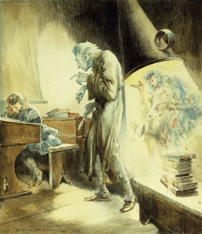 The Ghost of Christmas Past: Scrooge at the Schoolhouse by Everett Shinn