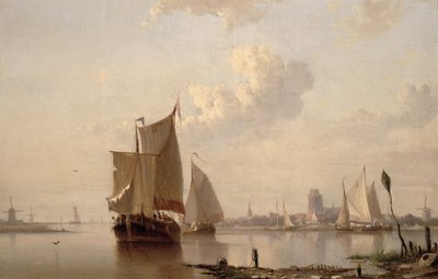 Boats in Harbour by Everhardus Koster