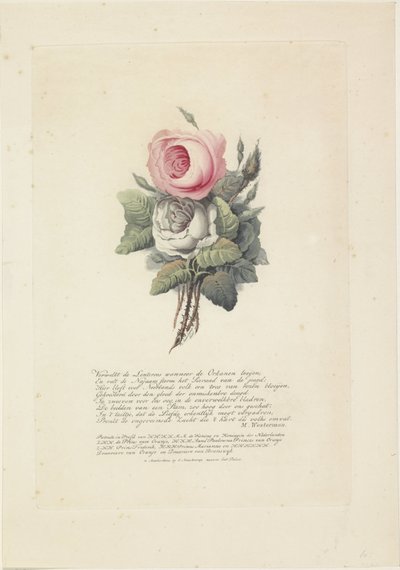 Roses with Silhouette Portraits of William I Frederick, King of the Netherlands, Wilhelmina of Prussia, Their Children, His Mother, and His Sister by Evert Maaskamp