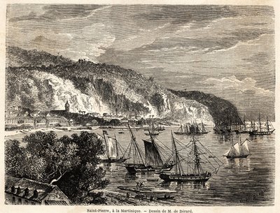 View of Saint Pierre, in Martinique, drawing by Auguste de Berard (1824-1881), to illustrate the voyages to the West Indies, in 1858-1859, by Anthony Trollope (1815-1882). Engraving in Le tour du monde, nouveau journal des voyages Paris by Evremond de (after) Berard