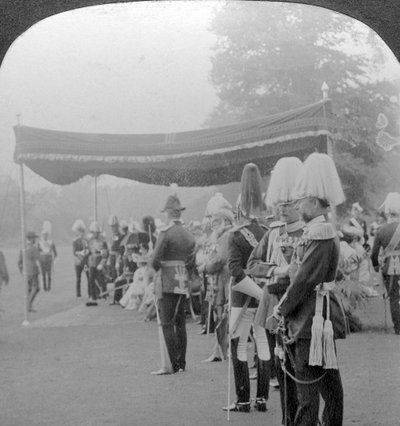 The King Presenting Coronation Medals, Buckingham Palace, London by Excelsior Stereoscopic Tours