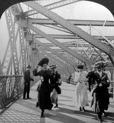 The Promenade, Williamsburg Bridge, New York, USA by Excelsior Stereoscopic Tours