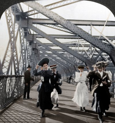 The Promenade, Williamsburg Bridge, New York, USA, c1900s by Excelsior Stereoscopic Tours