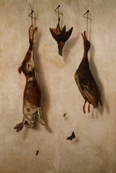 Still Life of Dead Game Hanging on a Wall by F.A. Brandel