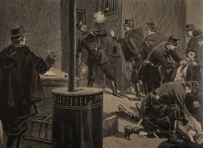 Etievant, the Anarchist Shoots from the Grate, Illustration from 