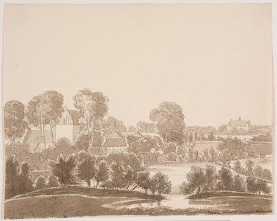 At Ørbæk, in the Background Ørbæklunde. Funen 1833 by F.M.E. Fabritius de Tengnagel