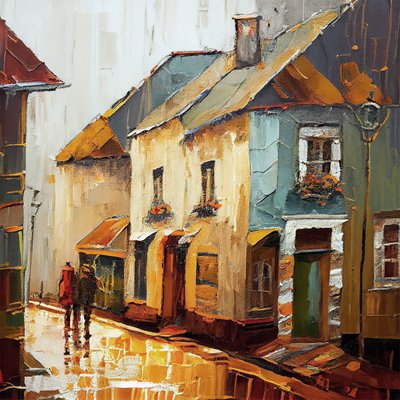 A Country Village Street by F. Abderrahim