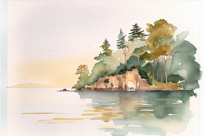 Minimalist Watercolor Landscape by F. Abderrahim