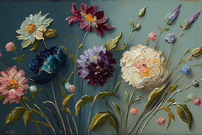 Abstract Antique Floral Artwork by F. Abderrahim
