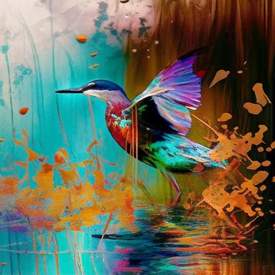 Abstract Bird, Inspired by Claude Monet by F. Abderrahim