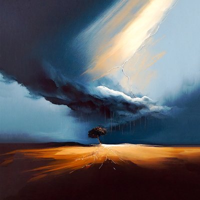 Abstract Oil Landscape Painting, John Singleton Style by F. Abderrahim
