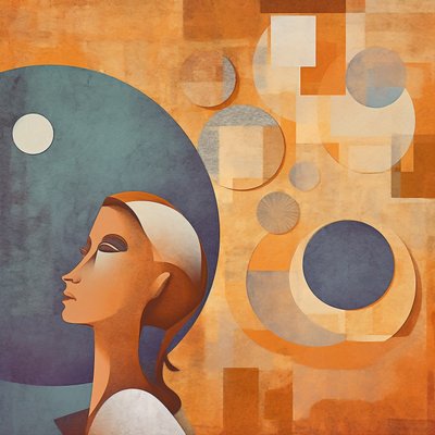 Abstract Digital Painting of a Person Looking Bored and Overwhelmed by F. Abderrahim