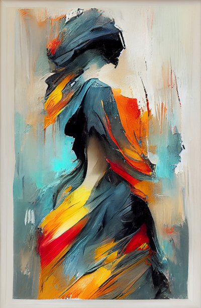 Abstract Impressionist Oil Painting of a Woman Dancing by F. Abderrahim