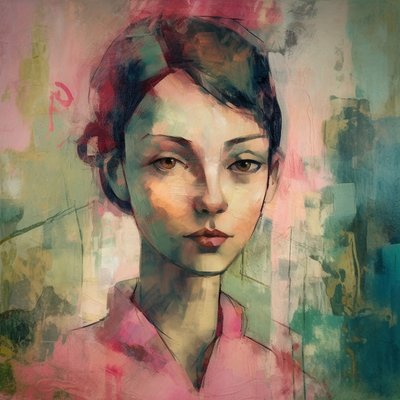 Abstract portrait of a young woman, in the Maurice Denis style by F. Abderrahim