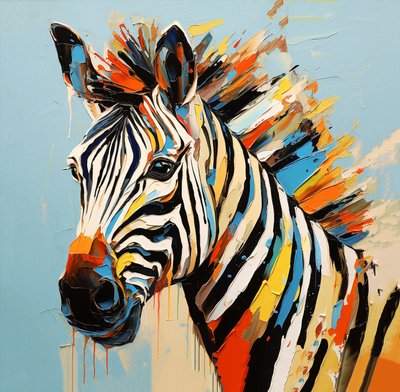 Abstract Savanna Animal Zebra Portrait by F. Abderrahim