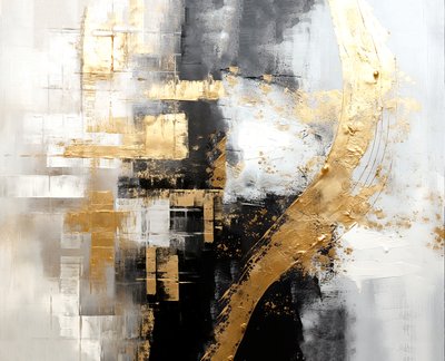 Abstract Silver & Gold Digital Painting, Square Fine Art by F. Abderrahim