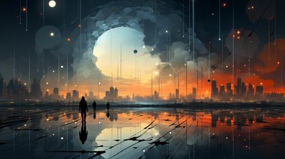 Abstract Sunset Scene, Stretching the Horizon by F. Abderrahim