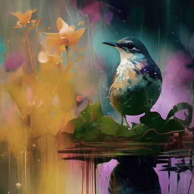 Beautiful Bird Painting, Claude Monet Style by F. Abderrahim