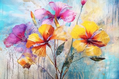 Beautiful Flowers Background, AI generated Oil Floral Art Painting by F. Abderrahim