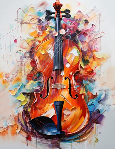 Beautiful Violin Painting by F. Abderrahim