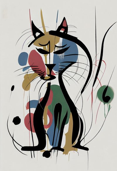 Cat Drawing with Outline, Pet Portrait by F. Abderrahim