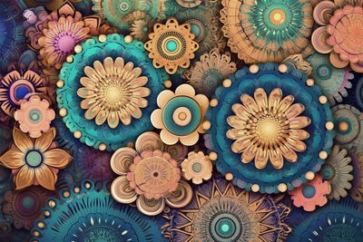 Colorful Mandala Flower, A Garden of Vibrant Beauty by F. Abderrahim