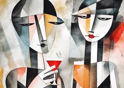 Couple drink wine in restaurant by F. Abderrahim
