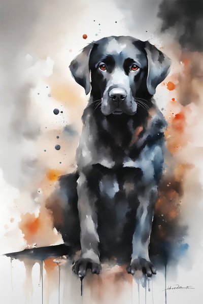 Cute Black Dog Portrait by F. Abderrahim