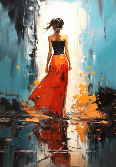 Fashion Woman in an Abstract Landscape in Bright Colors by F. Abderrahim