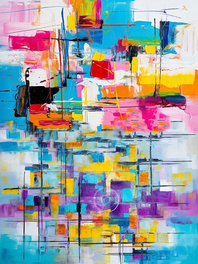 Fluid Abstract Art Painting Full Colors, Fine Art Prints by F. Abderrahim