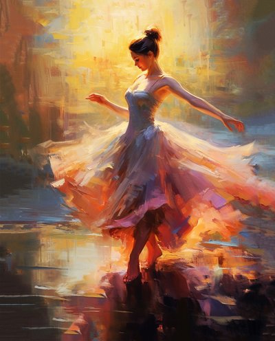 Girl dancing, Impressionist painting, Claude Monet style by F. Abderrahim