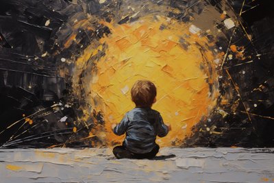 Innocent Portrait, Minimalist Painting by F. Abderrahim
