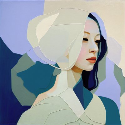 Minimalist Abstract Painting of a Beautiful Woman with Blond Hair by F. Abderrahim