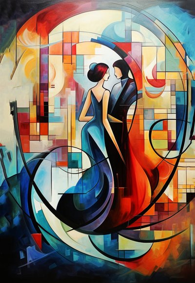 Oil Painting French Couple in Love, Posters Prints for Sale by F. Abderrahim