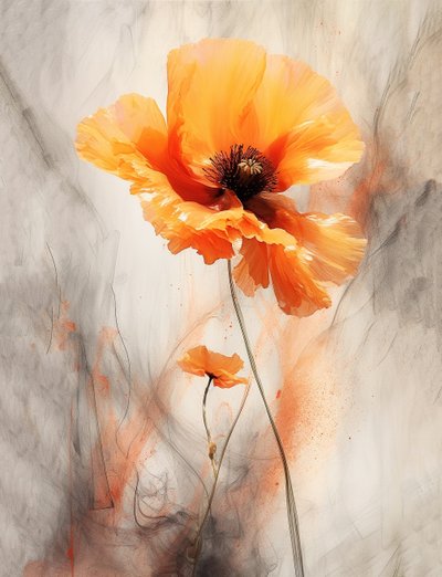 Poppy flowers, acrylic painting on canvas by F. Abderrahim