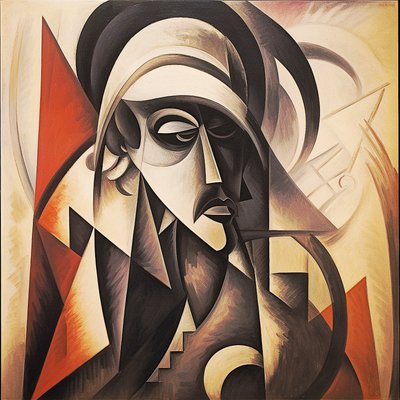 Portugal Abstract Design in Figurative Cubist Style Faces by F. Abderrahim
